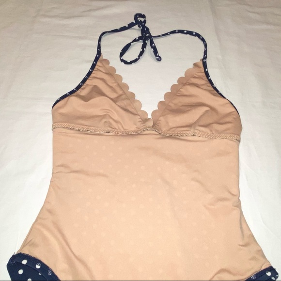 J. Crew Blue & White Polka Dot Scallop Swimsuit - Picture 8 of 10